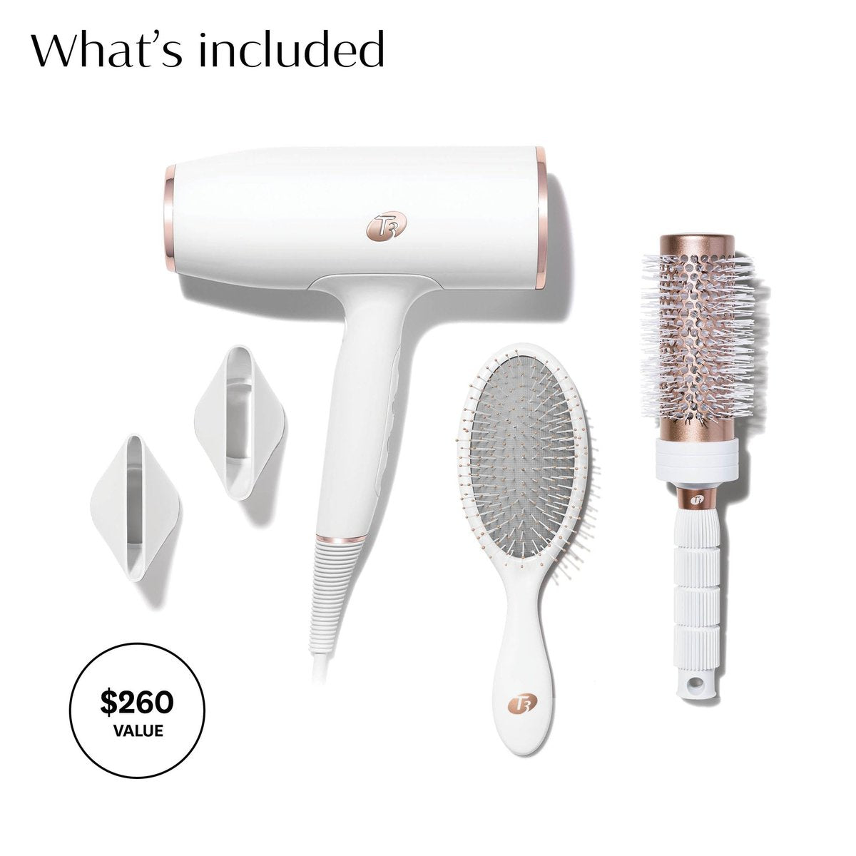 T3 AireLuxe Professional Ionic Hair Dryer and Brush Set - White Avelisse