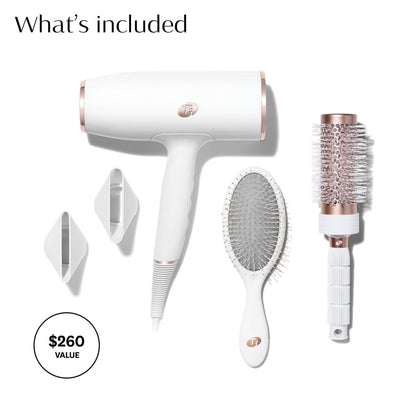 T3 AireLuxe Professional Ionic Hair Dryer and Brush Set - White Avelisse
