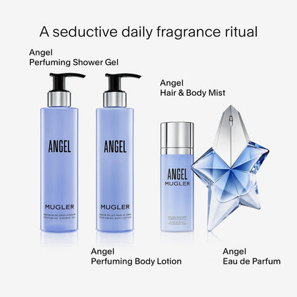 Mugler Angel Shower Gel - Floral & Woody Women's Scented Body Wash with Peony, Praline, and Wood Accord - 6.7 Fl Oz Avelisse