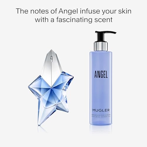 Mugler Angel Shower Gel - Floral & Woody Women's Scented Body Wash with Peony, Praline, and Wood Accord - 6.7 Fl Oz Avelisse