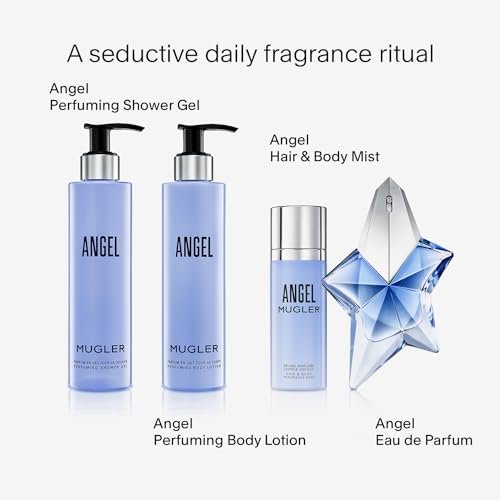 Mugler Angel Shower Gel - Floral & Woody Women's Scented Body Wash with Peony, Praline, and Wood Accord - 6.7 Fl Oz Avelisse
