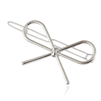 4-Pack Gold and Silver Metal Bow Hair Clips – Elegant Hairpins for Women and Girls