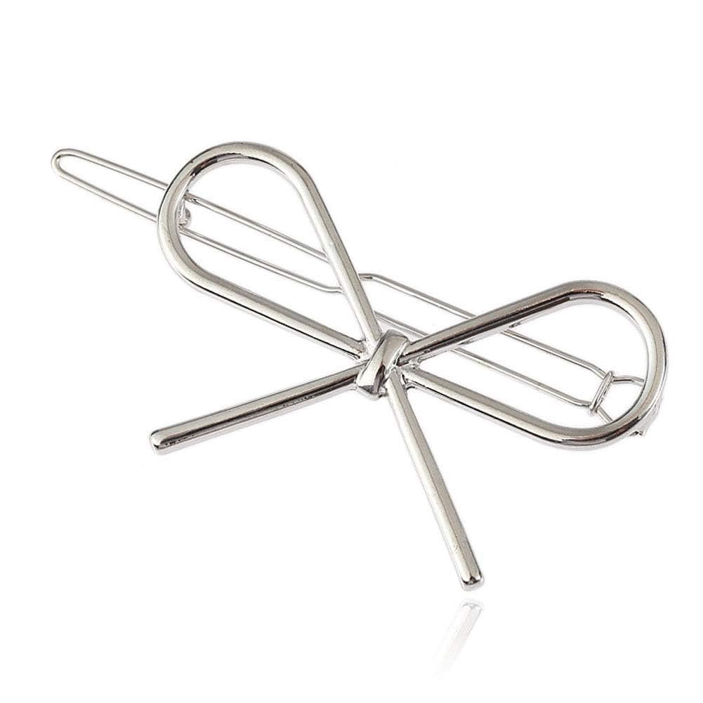 4-Pack Gold and Silver Metal Bow Hair Clips – Elegant Hairpins for Women and Girls - görsel 5
