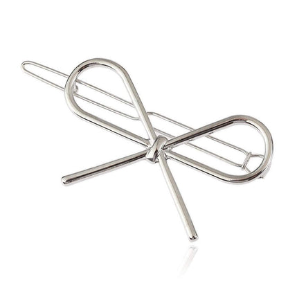 4-Pack Gold and Silver Metal Bow Hair Clips – Elegant Hairpins for Women and Girls