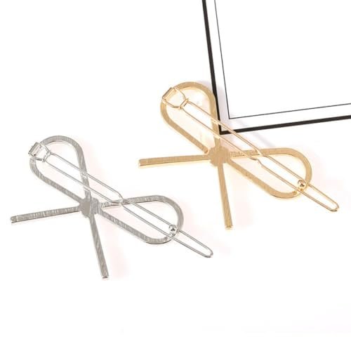 4-Pack Gold and Silver Metal Bow Hair Clips – Elegant Hairpins for Women and Girls - görsel 10