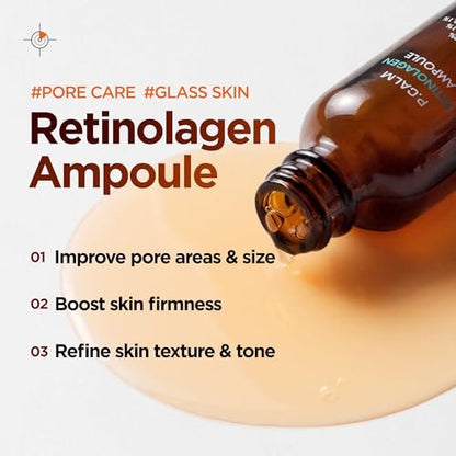 P.CALM Retinolagen Ampoule – Retinol & Vegan Hydrolyzed Collagen for Pore Tightening, Wrinkles, and Fine Line Care, Korean Glass Skin (30ml / 1.01 fl.oz) Avelisse