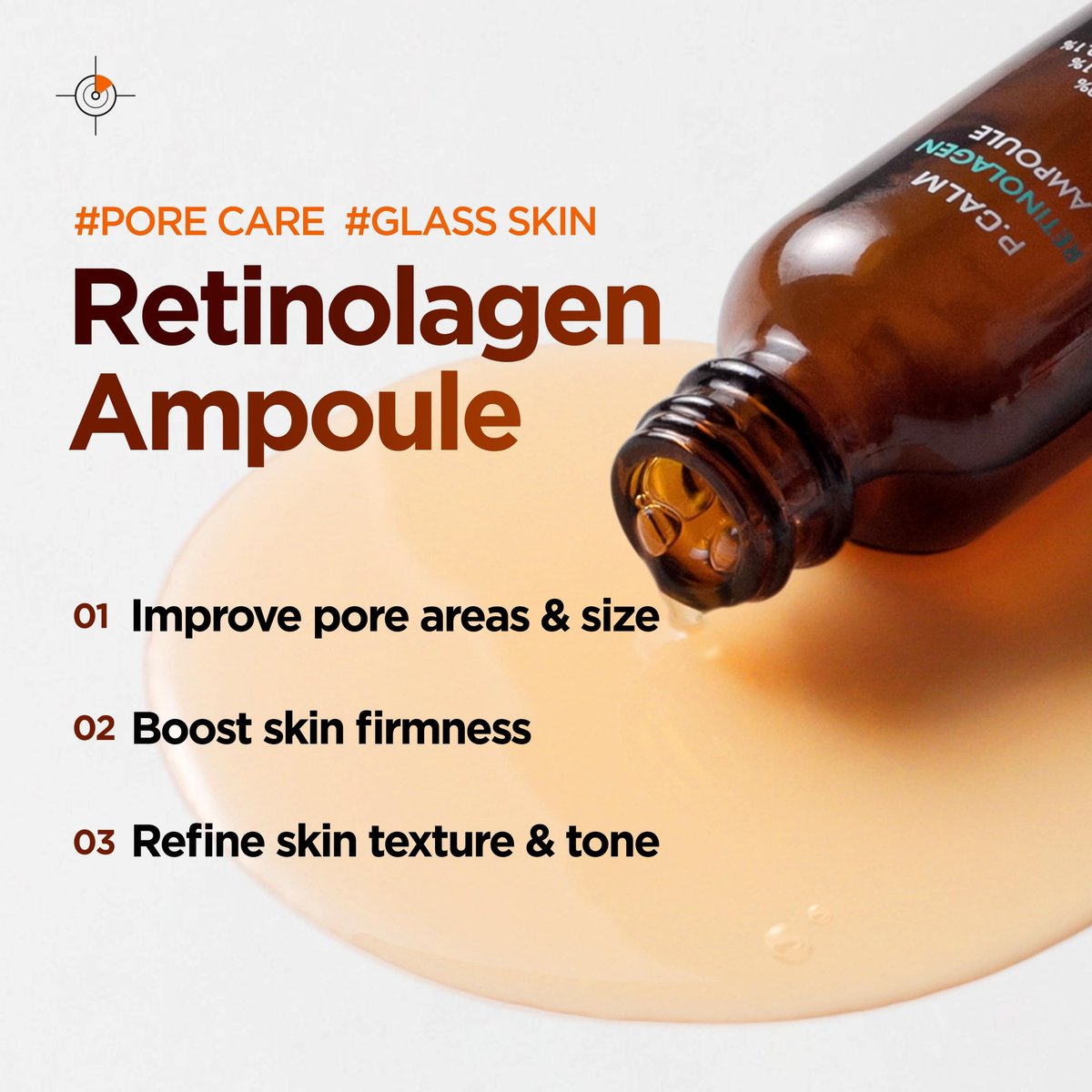 P.CALM Retinolagen Ampoule – Retinol & Vegan Hydrolyzed Collagen for Pore Tightening, Wrinkles, and Fine Line Care, Korean Glass Skin (30ml / 1.01 fl.oz) Avelisse