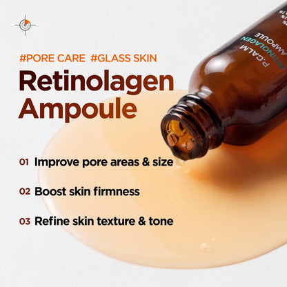 P.CALM Retinolagen Ampoule – Retinol & Vegan Hydrolyzed Collagen for Pore Tightening, Wrinkles, and Fine Line Care, Korean Glass Skin (30ml / 1.01 fl.oz) Avelisse