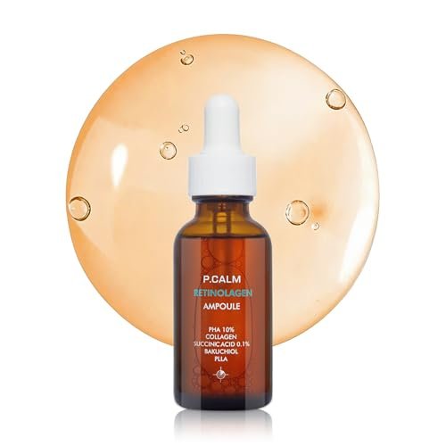 P.CALM Retinolagen Ampoule – Retinol & Vegan Hydrolyzed Collagen for Pore Tightening, Wrinkles, and Fine Line Care, Korean Glass Skin (30ml / 1.01 fl.oz) Avelisse