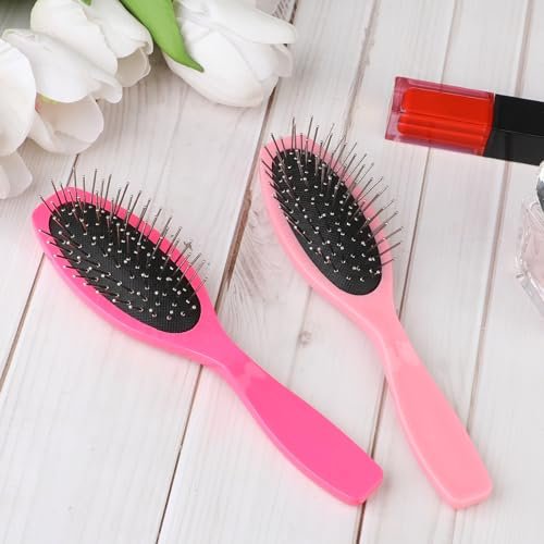 2 Pack Metal Hair Brush for Wigs & Extensions - Small Doll Wig Brush with Wire Cushion & Stainless Steel Bristles, Portable Detangler for Synthetic Hair, Women - görsel 4
