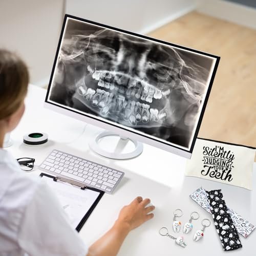 Blushtier 40 Pcs Dental Hygienist Gifts Set - Dental Assistant Appreciation Gifts with Cosmetic Bags, Socks, Keychains, Headbands, Hair Ties, and More - görsel 12
