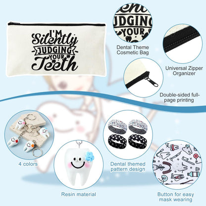 Blushtier 40 Pcs Dental Hygienist Gifts Set - Dental Assistant Appreciation Gifts with Cosmetic Bags, Socks, Keychains, Headbands, Hair Ties, and More