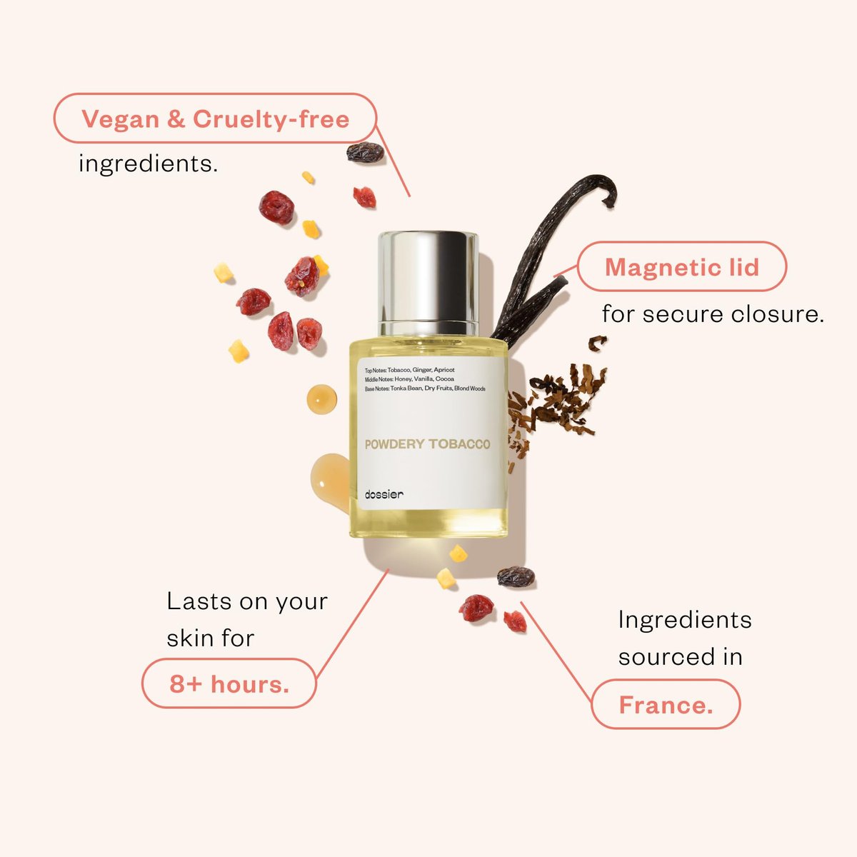 Dossier Powdery Tobacco Eau de Parfum – Inspired by Tobacco Vanille – Unisex Luxury Fragrance, 1.7 oz (50 ml) Avelisse