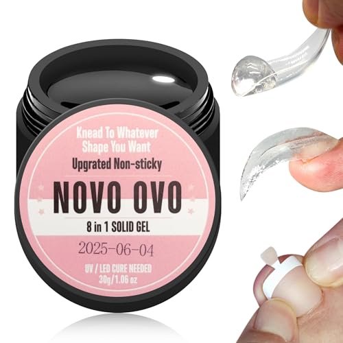 NOVO OVO Non-Sticky Solid Nail UV Gel Glue - 8 in 1 Strong & Long Lasting for Press-On Nails, Gel X Tips, Acrylic Sculpture & Decoration (30ml) - görsel 2