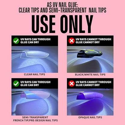 NOVO OVO Non-Sticky Solid Nail UV Gel Glue - 8 in 1 Strong & Long Lasting for Press-On Nails, Gel X Tips, Acrylic Sculpture & Decoration (30ml)