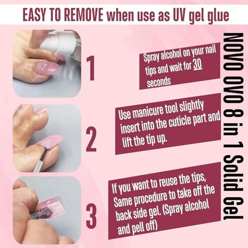 NOVO OVO Non-Sticky Solid Nail UV Gel Glue - 8 in 1 Strong & Long Lasting for Press-On Nails, Gel X Tips, Acrylic Sculpture & Decoration (30ml) - görsel 13