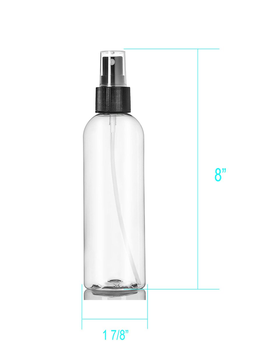 ljdeals 8 oz Clear Plastic Spray Bottles with Black Fine Mist Sprayer – Refillable Empty Bottles for Essential Oils, Perfumes, Travel – Pack of 2, Made in USA - görsel 5