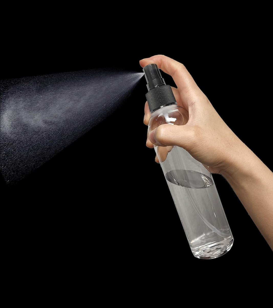 ljdeals 8 oz Clear Plastic Spray Bottles with Black Fine Mist Sprayer – Refillable Empty Bottles for Essential Oils, Perfumes, Travel – Pack of 2, Made in USA - görsel 7