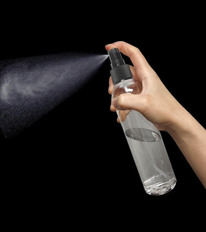 ljdeals 8 oz Clear Plastic Spray Bottles with Black Fine Mist Sprayer – Refillable Empty Bottles for Essential Oils, Perfumes, Travel – Pack of 2, Made in USA