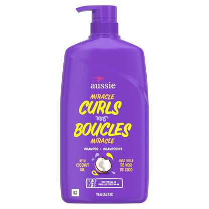 Aussie Miracle Curls Shampoo for Curly Hair with Coconut Oil, Paraben Free, 26.2 oz (778 ml)