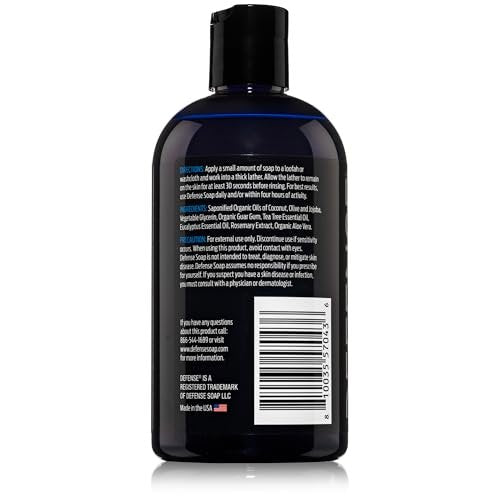 Defense Soap Tea Tree Body Wash Original & Peppermint – All Natural Organic Shower Soap for Athletes, Odor Control & Skin Fungal Protection, 12 oz (Pack of 2) Avelisse