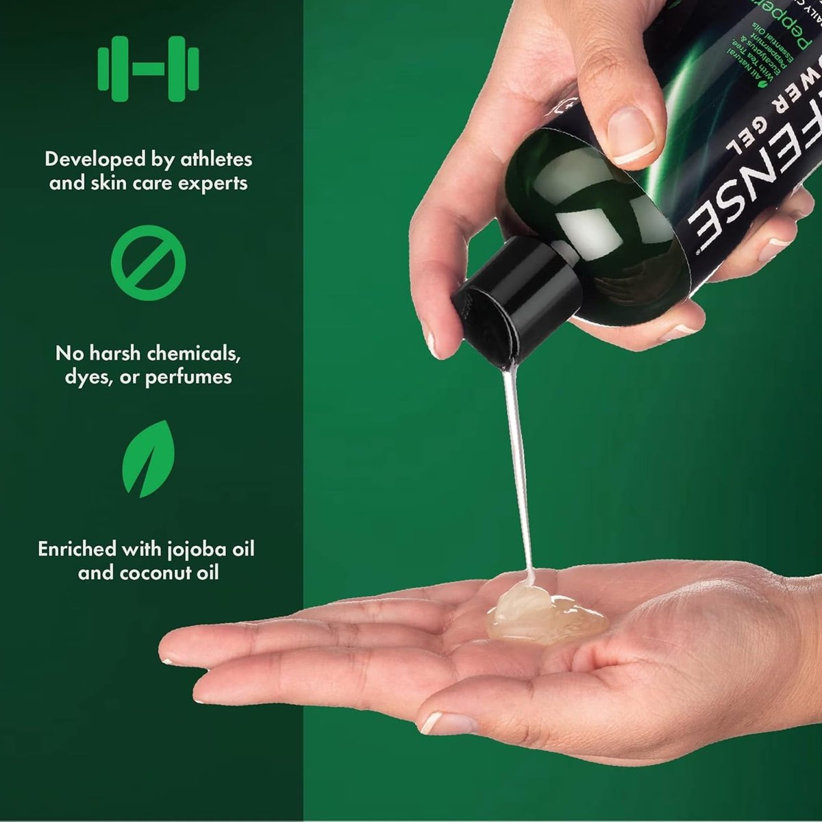 Defense Soap Tea Tree Body Wash Original & Peppermint – All Natural Organic Shower Soap for Athletes, Odor Control & Skin Fungal Protection, 12 oz (Pack of 2) Avelisse