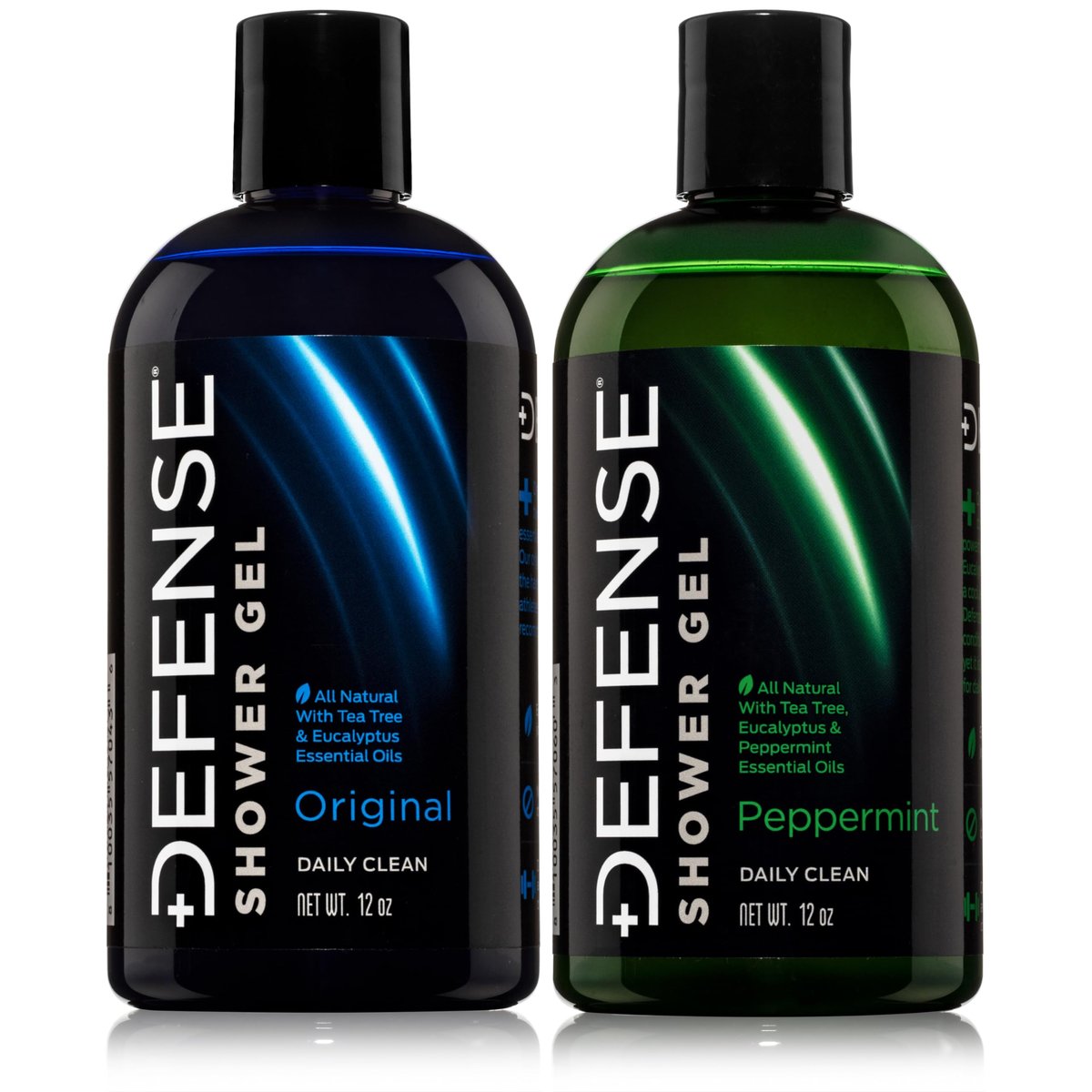 Defense Soap Tea Tree Body Wash Original & Peppermint – All Natural Organic Shower Soap for Athletes, Odor Control & Skin Fungal Protection, 12 oz (Pack of 2) Avelisse