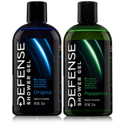 Defense Soap Tea Tree Body Wash Original & Peppermint – All Natural Organic Shower Soap for Athletes, Odor Control & Skin Fungal Protection, 12 oz (Pack of 2) Avelisse