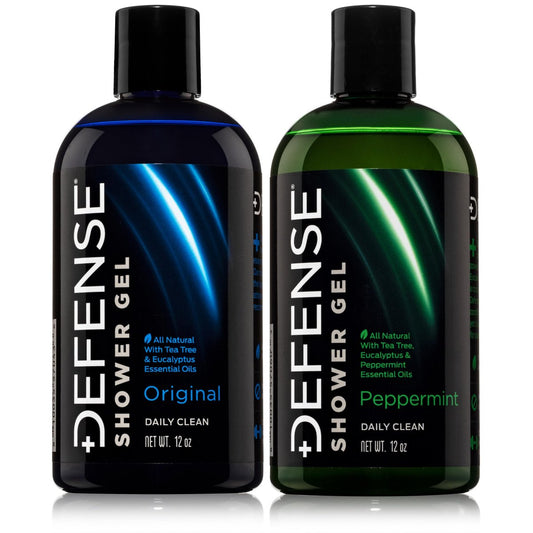 Defense Soap Tea Tree Body Wash Original & Peppermint – All Natural Organic Shower Soap for Athletes, Odor Control & Skin Fungal Protection, 12 oz (Pack of 2) Avelisse
