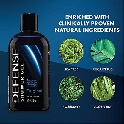 Defense Soap Tea Tree Body Wash Original & Peppermint – All Natural Organic Shower Soap for Athletes, Odor Control & Skin Fungal Protection, 12 oz (Pack of 2) Avelisse