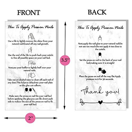 50 Pack Press-On Nail Application & Aftercare Instructions Cards – 2x3.5 Inch Business Card Size – Perfect for DIY Nail Kits - görsel 4