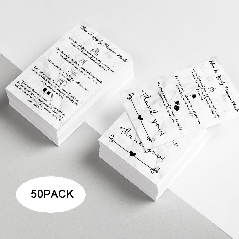 50 Pack Press-On Nail Application & Aftercare Instructions Cards – 2x3.5 Inch Business Card Size – Perfect for DIY Nail Kits - görsel 5