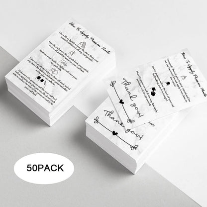 50 Pack Press-On Nail Application & Aftercare Instructions Cards – 2x3.5 Inch Business Card Size – Perfect for DIY Nail Kits