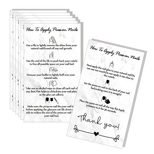 50 Pack Press-On Nail Application & Aftercare Instructions Cards – 2x3.5 Inch Business Card Size – Perfect for DIY Nail Kits - görsel 2
