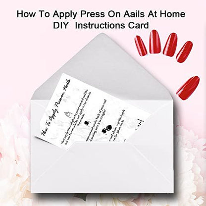 50 Pack Press-On Nail Application & Aftercare Instructions Cards – 2x3.5 Inch Business Card Size – Perfect for DIY Nail Kits