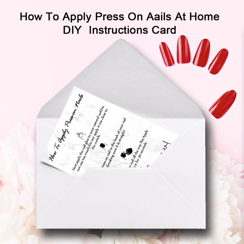 50 Pack Press-On Nail Application & Aftercare Instructions Cards – 2x3.5 Inch Business Card Size – Perfect for DIY Nail Kits - görsel 7
