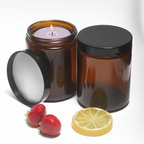 HORMERRY 8oz Glass Jars with Lids - 2 Pack Amber Empty Round Cosmetic Containers for Samples, Powder, Body Butter, Cream, Lotion, Spice - görsel 12