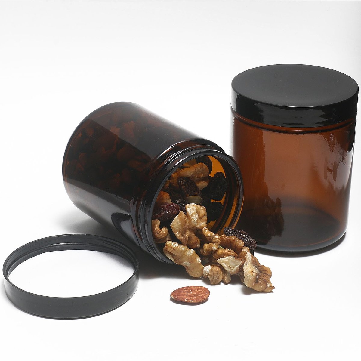 HORMERRY 8oz Glass Jars with Lids - 2 Pack Amber Empty Round Cosmetic Containers for Samples, Powder, Body Butter, Cream, Lotion, Spice - görsel 15