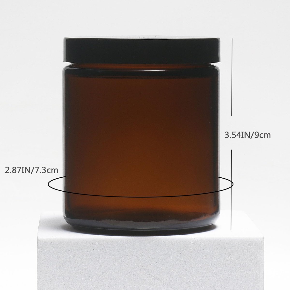 HORMERRY 8oz Glass Jars with Lids - 2 Pack Amber Empty Round Cosmetic Containers for Samples, Powder, Body Butter, Cream, Lotion, Spice - görsel 7