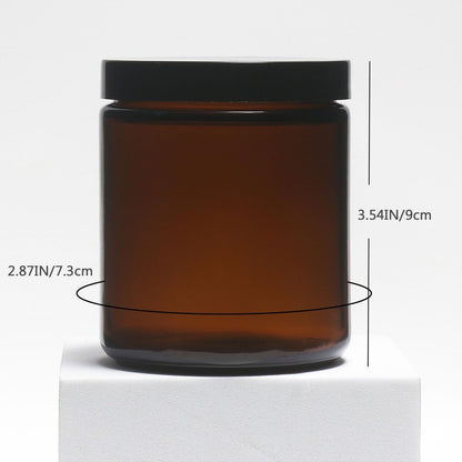 HORMERRY 8oz Glass Jars with Lids - 2 Pack Amber Empty Round Cosmetic Containers for Samples, Powder, Body Butter, Cream, Lotion, Spice