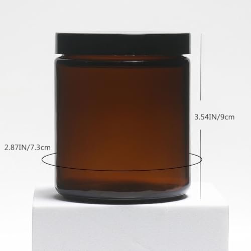 HORMERRY 8oz Glass Jars with Lids - 2 Pack Amber Empty Round Cosmetic Containers for Samples, Powder, Body Butter, Cream, Lotion, Spice - görsel 8