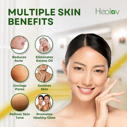 Healov Sulfur Soap – Sulfur Face & Body Wash for Acne – Sulphur Exfoliating Facial Cleanser Absorbs Excess Oil, Reduces Breakouts, & Cleanses Skin – Natural Cystic Acne, Rosacea Skin Care Treatment