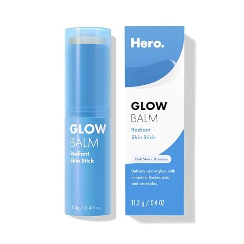 Hero Cosmetics Glow Balm Radiant Skin Stick – Instantly Dewy, Non-Comedogenic Face Moisturizer for Acne-Prone Skin (0.4 oz) Avelisse