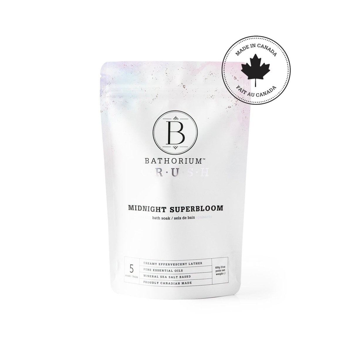 Bathorium Midnight Superbloom Crush Wildflower Bath Soak - Lavender, Rose, Butterfly Pea Flower, Jasmine & Dead Sea Salt, 21 oz Avelisse