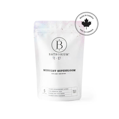 Bathorium Midnight Superbloom Crush Wildflower Bath Soak - Lavender, Rose, Butterfly Pea Flower, Jasmine & Dead Sea Salt, 21 oz Avelisse