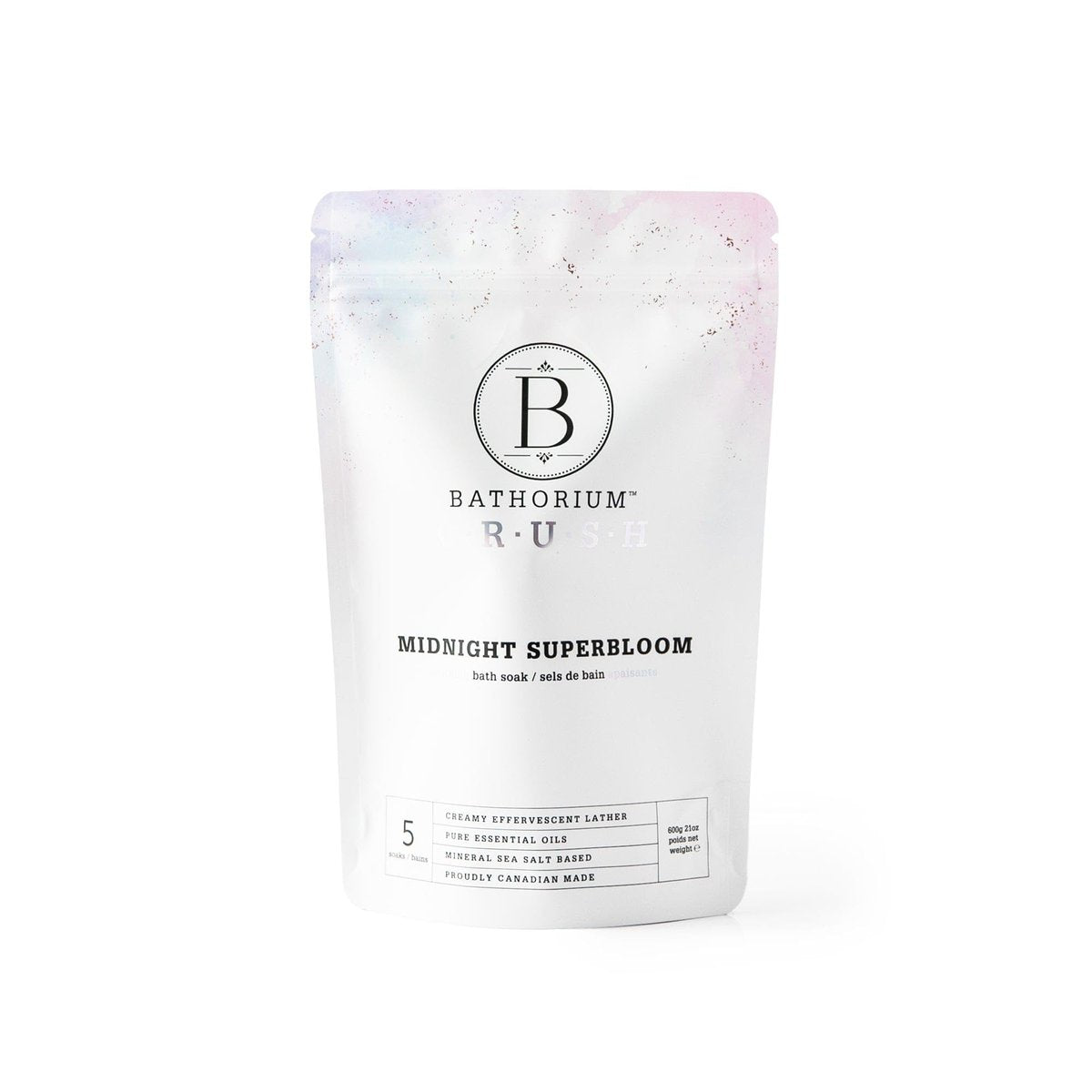 Bathorium Midnight Superbloom Crush Wildflower Bath Soak - Lavender, Rose, Butterfly Pea Flower, Jasmine & Dead Sea Salt, 21 oz Avelisse