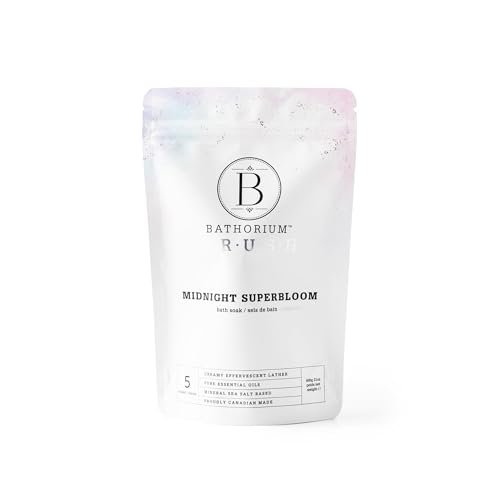 Bathorium Midnight Superbloom Crush Wildflower Bath Soak - Lavender, Rose, Butterfly Pea Flower, Jasmine & Dead Sea Salt, 21 oz Avelisse