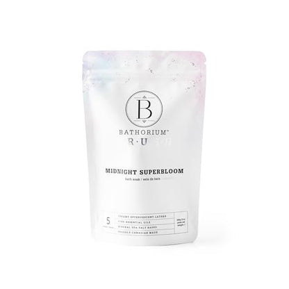 Bathorium Midnight Superbloom Crush Wildflower Bath Soak - Lavender, Rose, Butterfly Pea Flower, Jasmine & Dead Sea Salt, 21 oz Avelisse