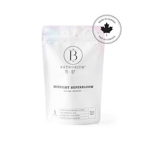Bathorium Midnight Superbloom Crush Wildflower Bath Soak - Lavender, Rose, Butterfly Pea Flower, Jasmine & Dead Sea Salt, 21 oz Avelisse