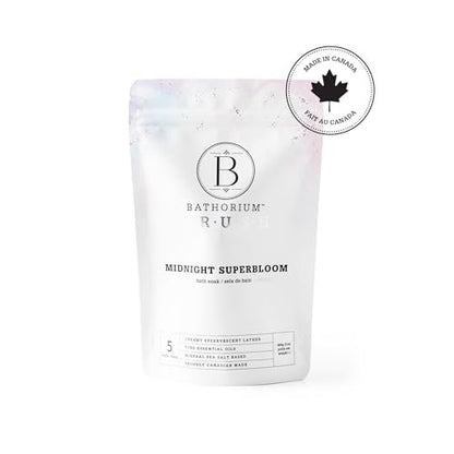 Bathorium Midnight Superbloom Crush Wildflower Bath Soak - Lavender, Rose, Butterfly Pea Flower, Jasmine & Dead Sea Salt, 21 oz Avelisse